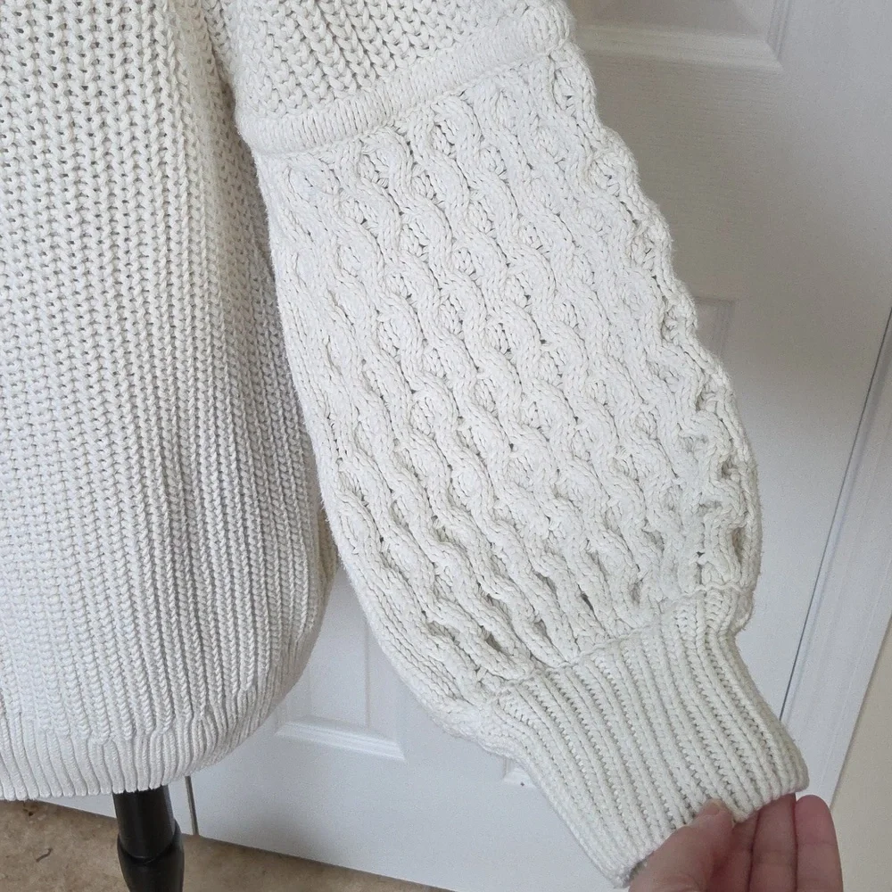 JOIE EMERA TURTLENECK OVERSIZED LONG CABLE KNIT SWEATER MINI DRESS MEDIUM